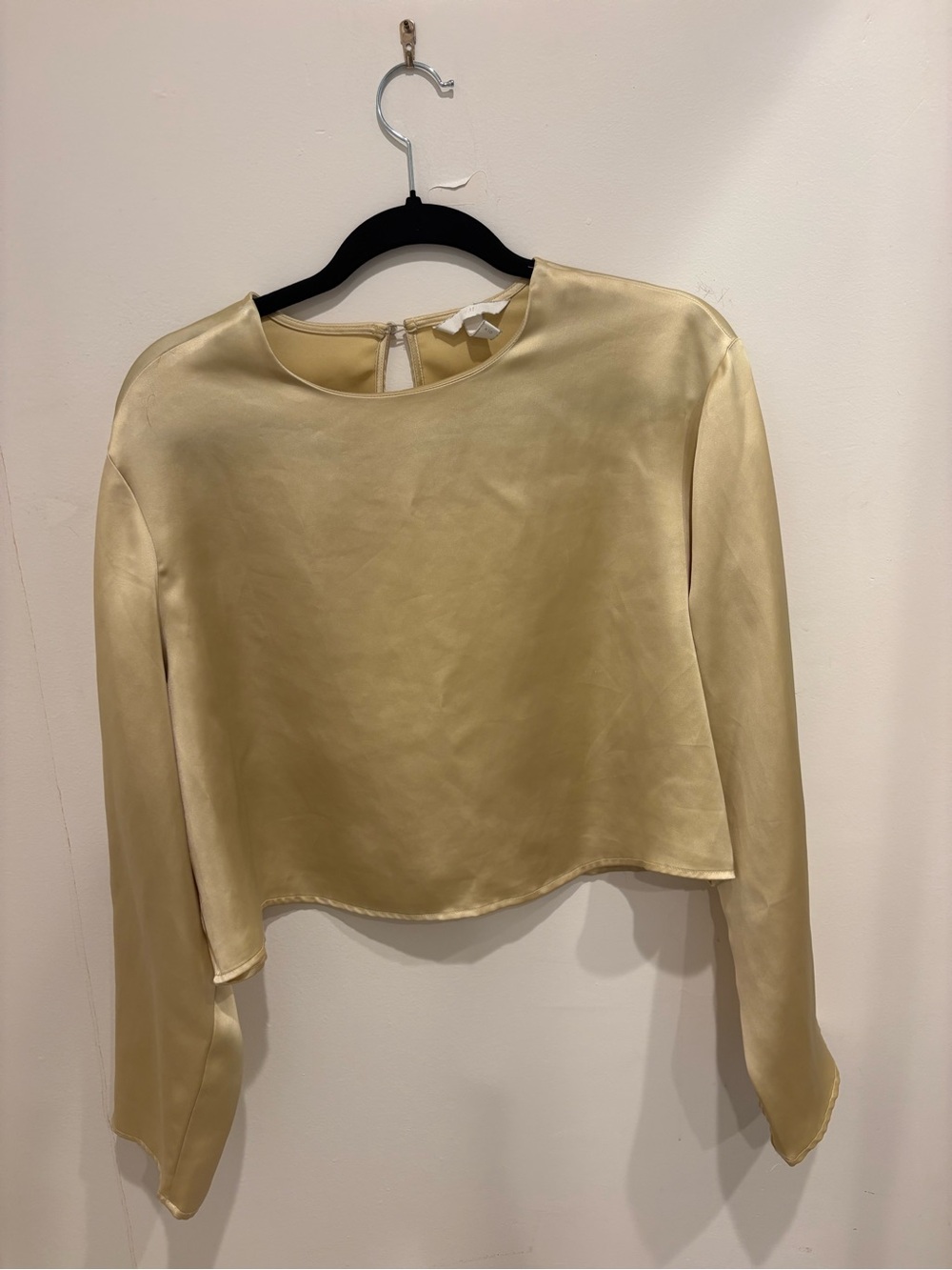 H&M Butter Yellow Satin-look Long Sleeve Top